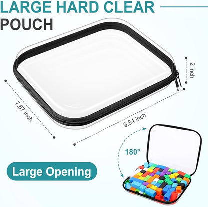Sanwuta 6 Pcs Clear Hard Zipper Case Hard Plastic Zipper Pouches Transparent - Image 2