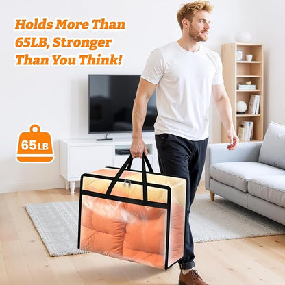 BlissTotes 8 Pack Clear Clothes Storage Bags, Moving Bags, Foldable Blanket - Image 4