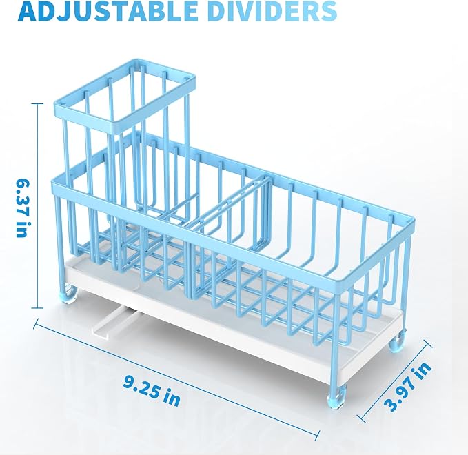 Cisily Blue Sponge Holder for Kitchen Sink, Sink Caddy Organizer - Image 5