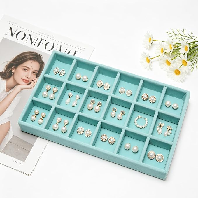 Velvet Jewelry Trays for Drawers, Ring Earring Holder Organizer Storage Display - Image 5