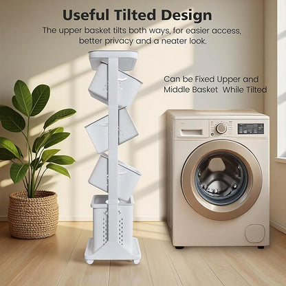 BAOKALER 4-Tier Laundry Hamper Sorter, Vertical Rolling Laundry Baskets - Image 6
