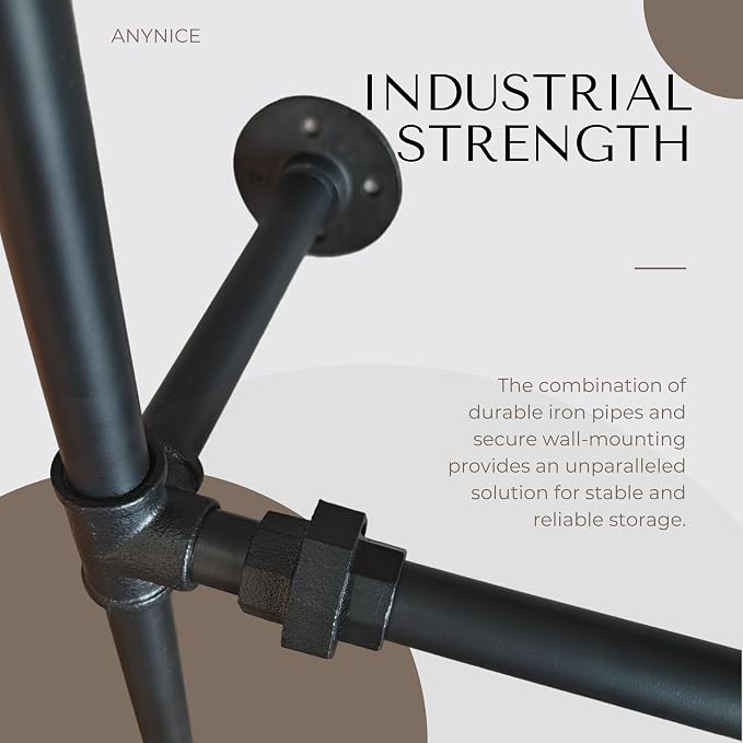 Industrial Pipe Clothing Rack, Wall Mounted Garment Hanging Rack - Image 6