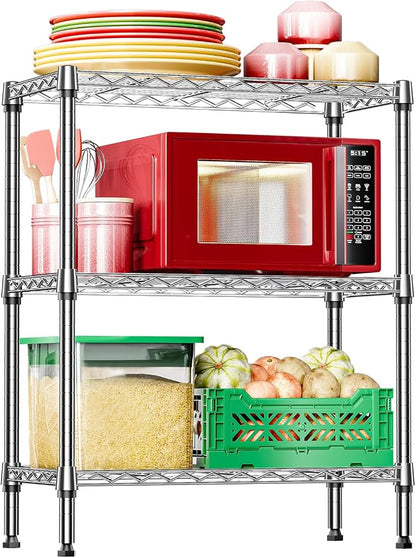 IZEUK 3-Tier Heavy Duty Steel Storage Shelves, Metal Shelf Wire Shelving Rack by IZEUK