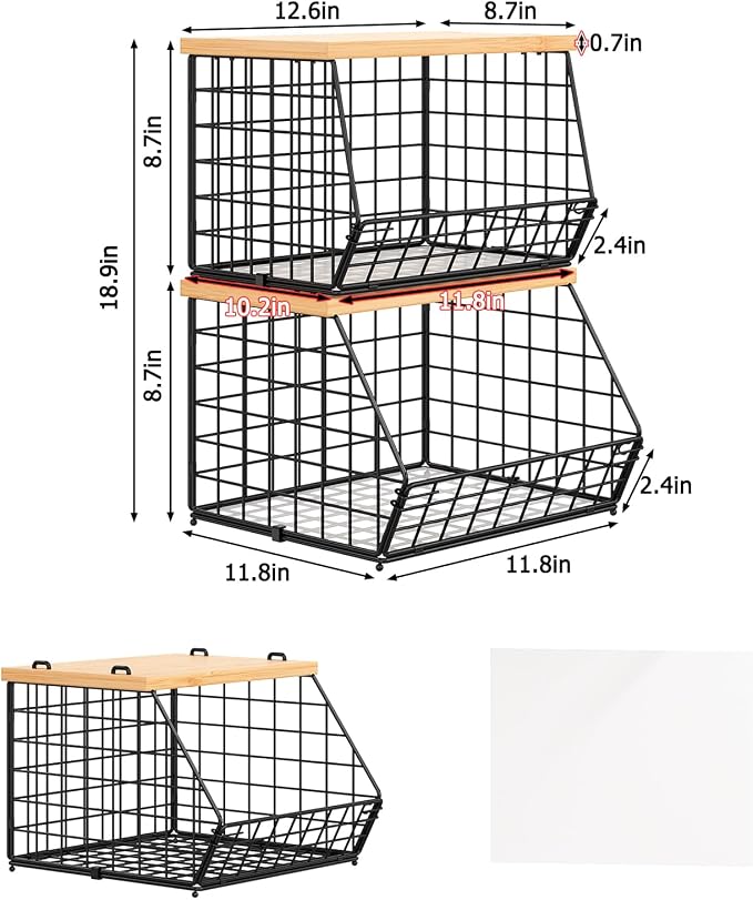 2 Set Stackable Wire Basket - Image 6