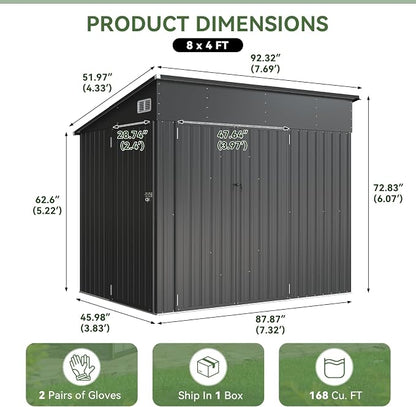 Aoxun 7.5'x4' Triple Door Shed Outdoor Storage Shed - Image 2