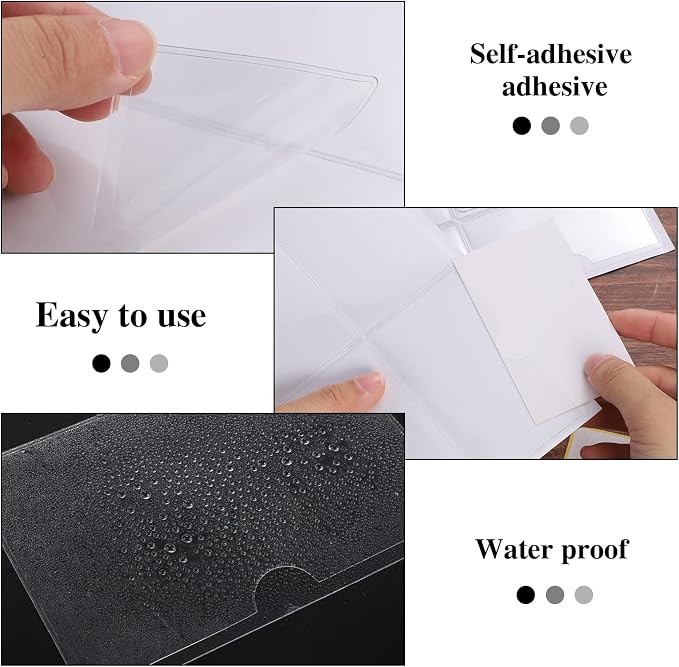 36 Pack Adhesive Index Card Pockets, 2.4 x 3.9 in | Clear PVC, self-adhesive - Image 3