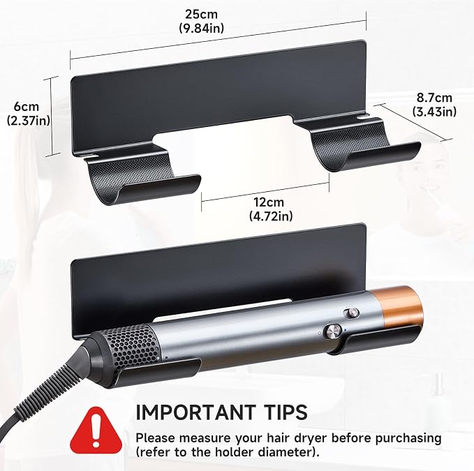 2 PCS Hair Straightener Holder Wall Mount Curling Iron Holder, Hair Dryer - Image 9