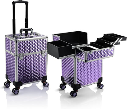 Stagiant Rolling Makeup Train Case Large Storage Cosmetic Trolley 4 Tray by Stagiant