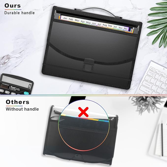 Accordion File Organizer with Handle, 13 Pockets Expanding File Folder - Image 5