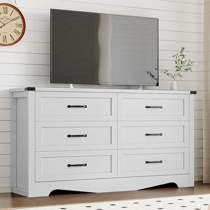 6-Drawer Dresser for Bedroom, Modern Wooden Chest of Drawers - Image 7