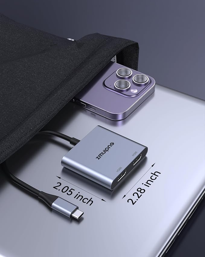 USB C to Dual HDMI Adapter 4K Dual Monitors Adapter USB C Hub - Image 6