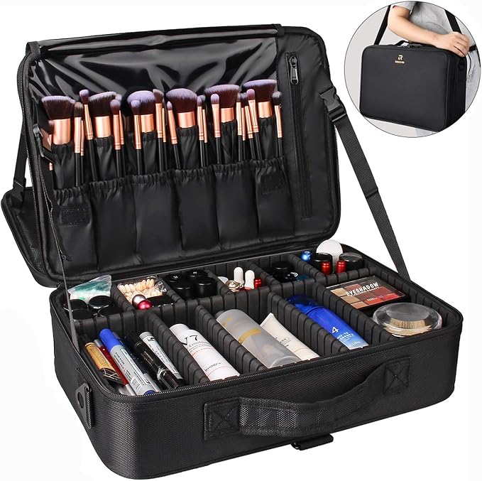 Relavel Makeup Case Large Makeup Bag Professional Train Case 16.5 inches Travel - Image 7