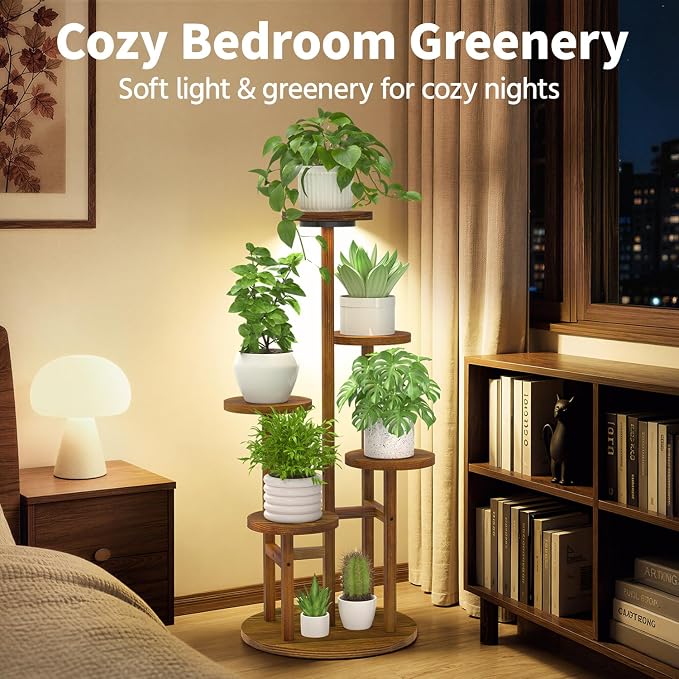 LASZOLA 5 Tiered Wood Plant Stand Indoor Corner - Image 3