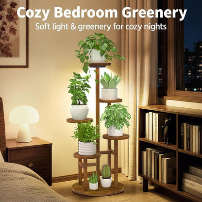 LASZOLA 5 Tiered Wood Plant Stand Indoor Corner - Image 3