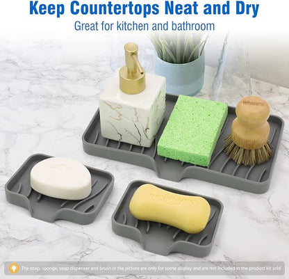 3-Pack Silicone Soap Dish, Sponge Holder - Image 2