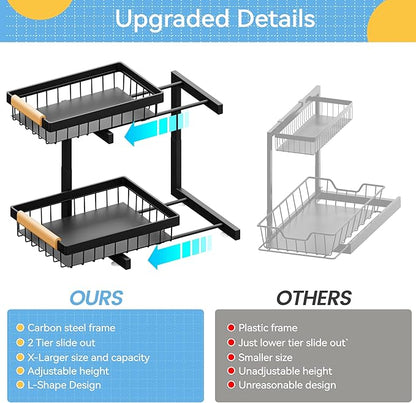 ADBIU Under Sink Organizer 2 Packs 2 Tier Expandable Height Under-Sink - Image 5