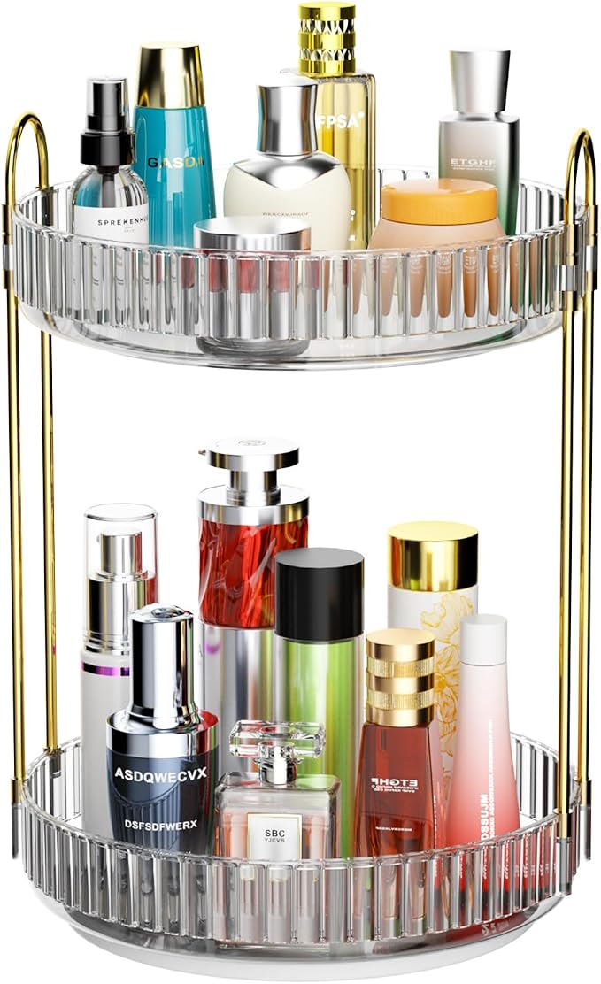 GTI 360°Rotating Makeup Organizer, 2 Tier Bathroom Counter Organizer, Large by GTI