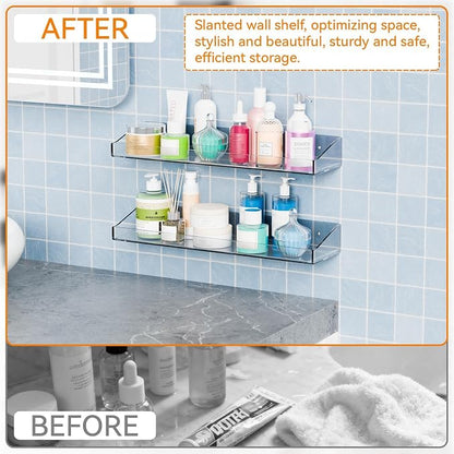 Yieach 4 Pack Adhesive Clear Bathroom Shower Shelves, No Drill Acrylic Shower - Image 5