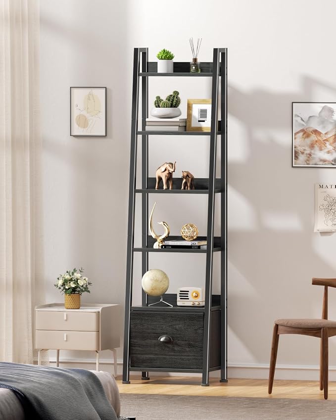 Furologee 6 Tier Ladder Shelf, Ladder Bookshelf - Image 2