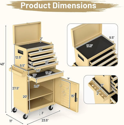 Goplus Tool Chest, 5 Drawers Rolling Tool Cabinet - Image 3