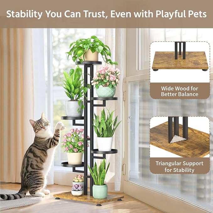LASZOLA Black 5 Tiered Plant Stand Indoors Heavy Duty Metal Rack, Sturdy Multi - Image 3