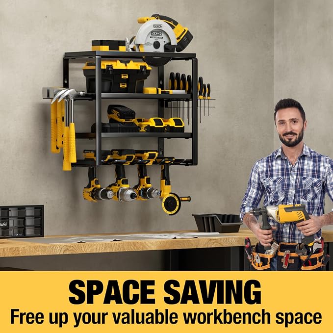 YYR 4 Layer Power Tool Organizer Wall Mount, Cordless Drill Hanger Storage Rack - Image 8