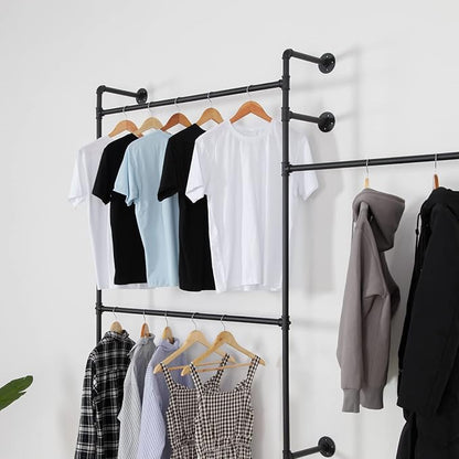 Wall Mounted Industrial Pipe Clothing Rack Garment Racks Pipeline Vintage - Image 8