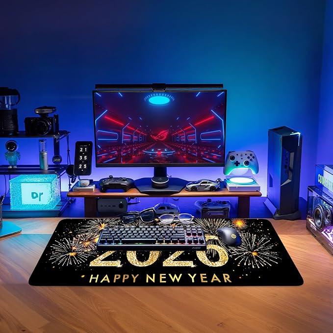 2026 Happy New Year Gaming Mouse Pad 31.5"x11.8"Desk Mat Anti-Slip Rubber Base - Image 9