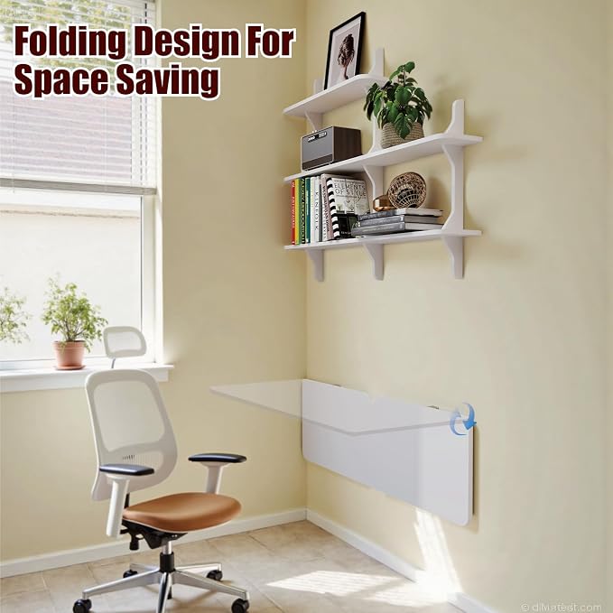 Pmnianhua Wall Mounted Folding Table, Foldable Drop Leaf Table, Wall Mount Fold - Image 4