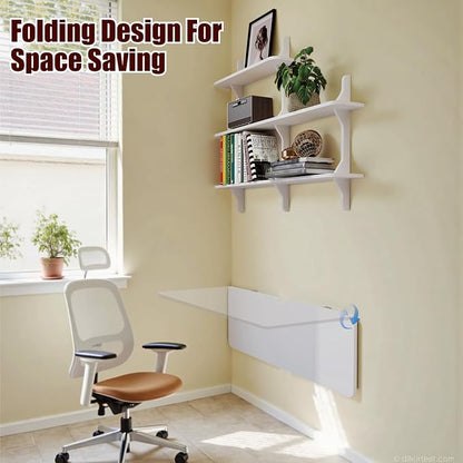 Pmnianhua Wall Mounted Folding Table, Foldable Drop Leaf Table, Wall Mount Fold - Image 4