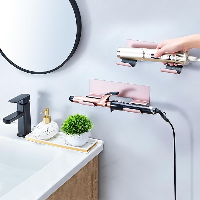 2 PCS Hair Straightener Holder Wall Mount Curling Iron Holder, Hair Dryer - Image 7