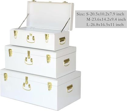 Vixdonos Decorative Box Set of 3 Metal Trunks Chest - Image 2