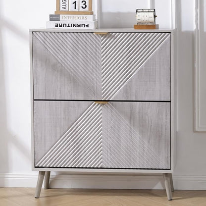 oakvivo Shoe Cabinet with 2 Flip Drawers, Freestanding Shoe Organizer with 4 - Image 6