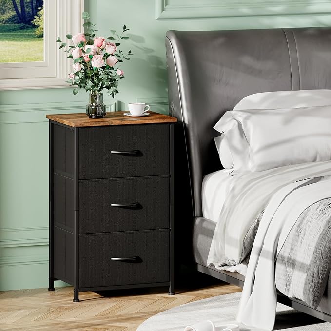 Somdot Dresser for Bedroom, 3 Drawer Storage Cabinet, Steel Frame and Mdf Wood - Image 2