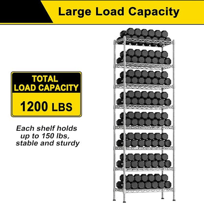 GIOTORENT 8-Wire Garage Shelving Storage Shelves, Kitchen Storage Adjustable - Image 5