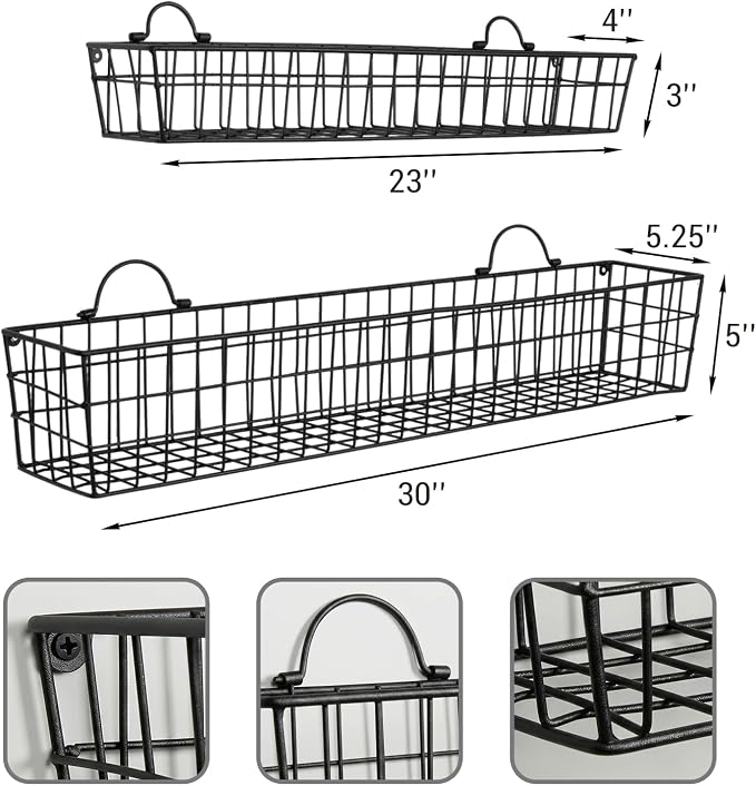 MyGift 2pcs 30-Inch Wire Baskets - Image 6
