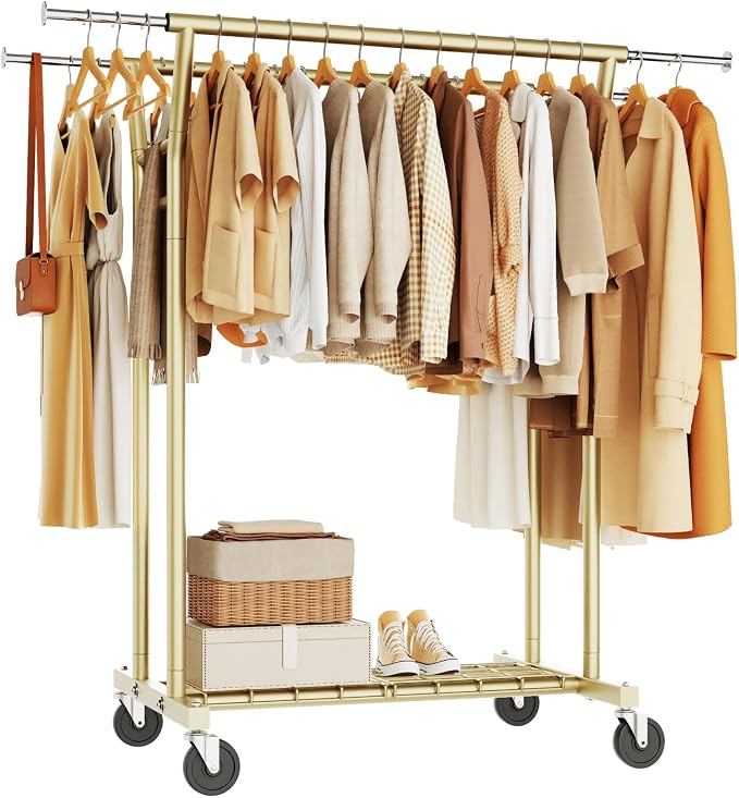 HYSEYY Heavy Duty Clothes Rack, Rolling Clothing Rack by HYSEYY