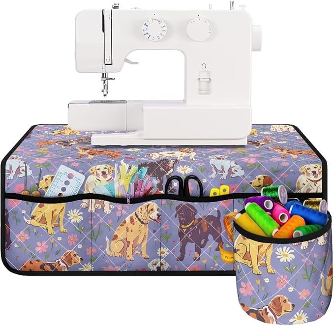 Purple Dog Floral Sewing Machine Mat by Unknown