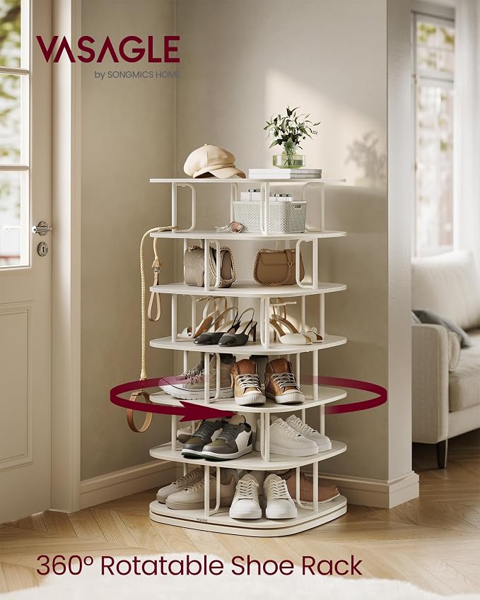 VASAGLE 7-Tier Shoe Rack, Rotating Shoe Rack Tower, Shoe Closet Organizer - Image 3