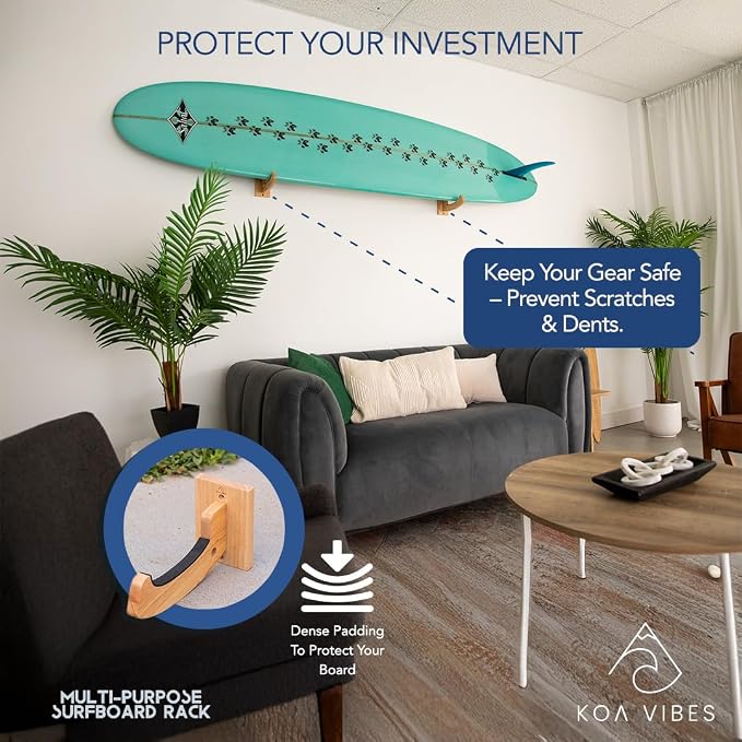 Wood Surfboard Wall Mount and Snowboard Mount - Image 6
