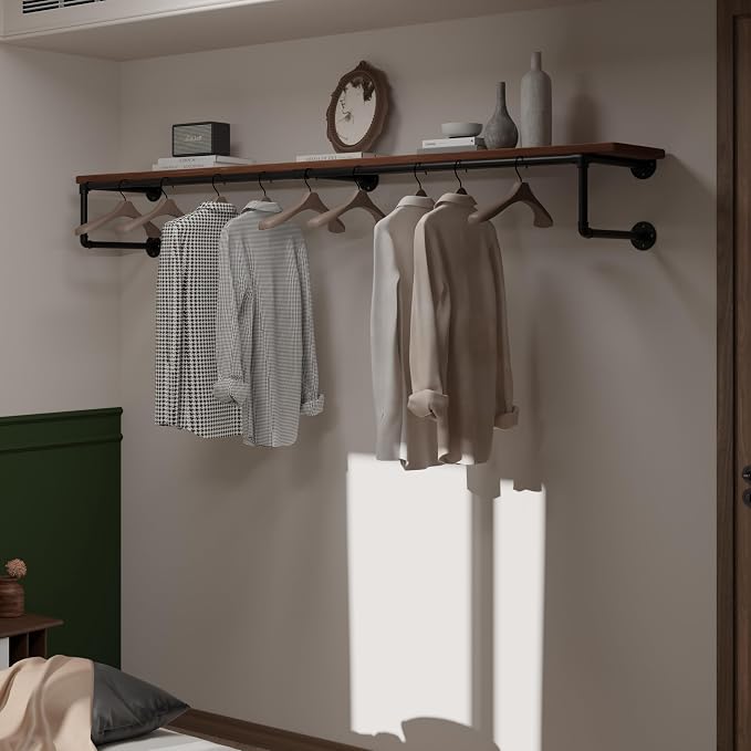 Clothes Rack 70in, Wall Mounted Garment Racks - Image 3