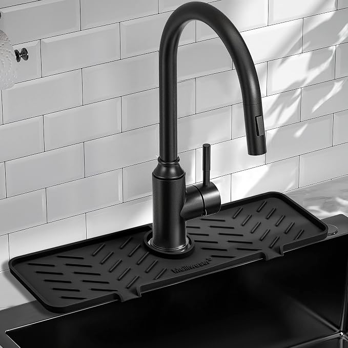 Meiliweser Silicone Faucet Mat for Kitchen Sink – Gen 2 Splash Guard by Meiliweser