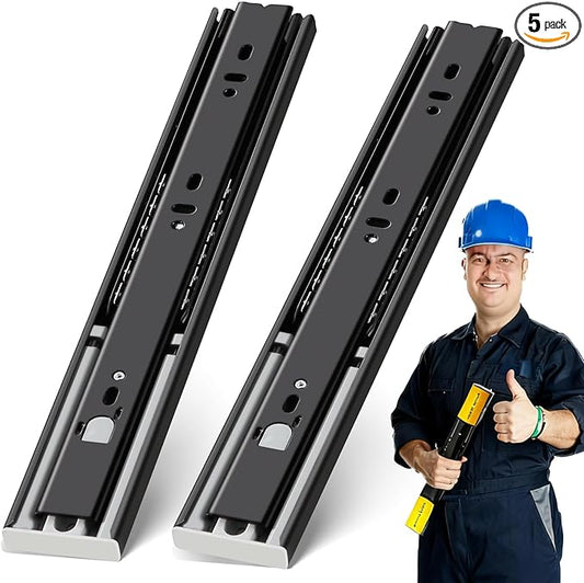 YENUO 5 Pairs Push to Open Drawer Slides Full Extension 12–24 Inch 100 LB | by YENUO