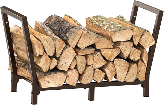 34 Inch Firewood Rack Outdoor Indoor, 2.7ft Wood Storage Rack Stand, Heavy Duty by Minicloss