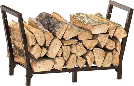 34 Inch Firewood Rack Outdoor Indoor, 2.7ft Wood Storage Rack Stand, Heavy Duty by Minicloss
