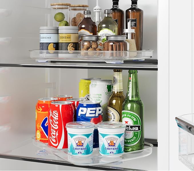 HIYOHIYO Clear Lazy Susan for Refrigerator Rectangular Fridge Turntable by HIYOHIYO