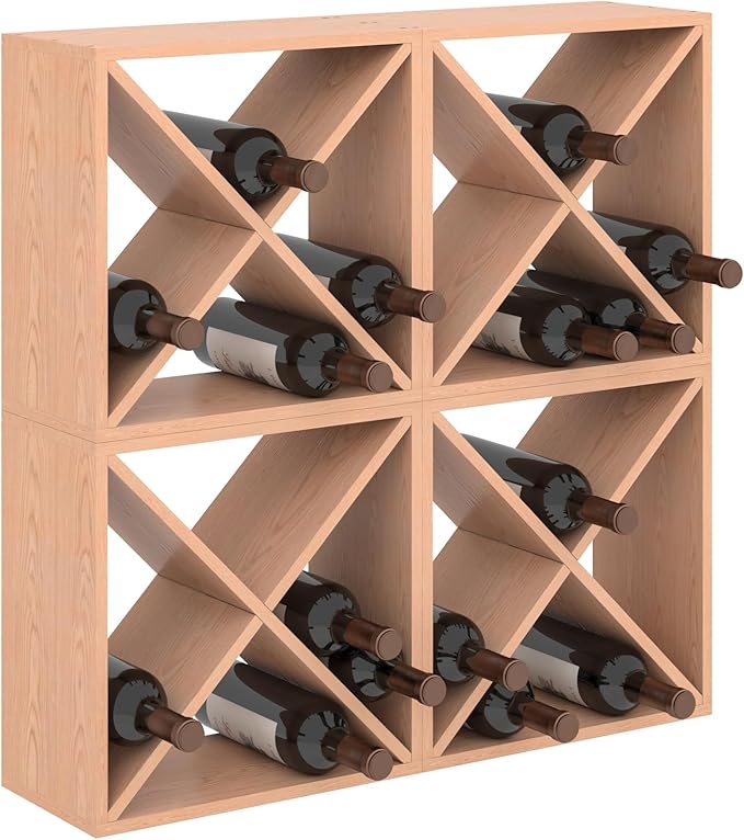 JAXPETY 96 Bottle Wine Rack Countertop Wine Storage Cube Freestanding Wine by JAXPETY