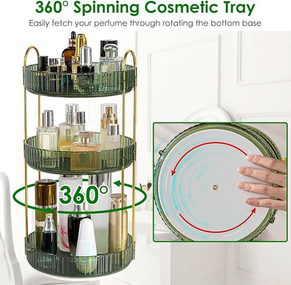 360° Rotating Makeup Organizer for Vanity, 3 Tier Spinning Perfume Cosmetic - Image 2