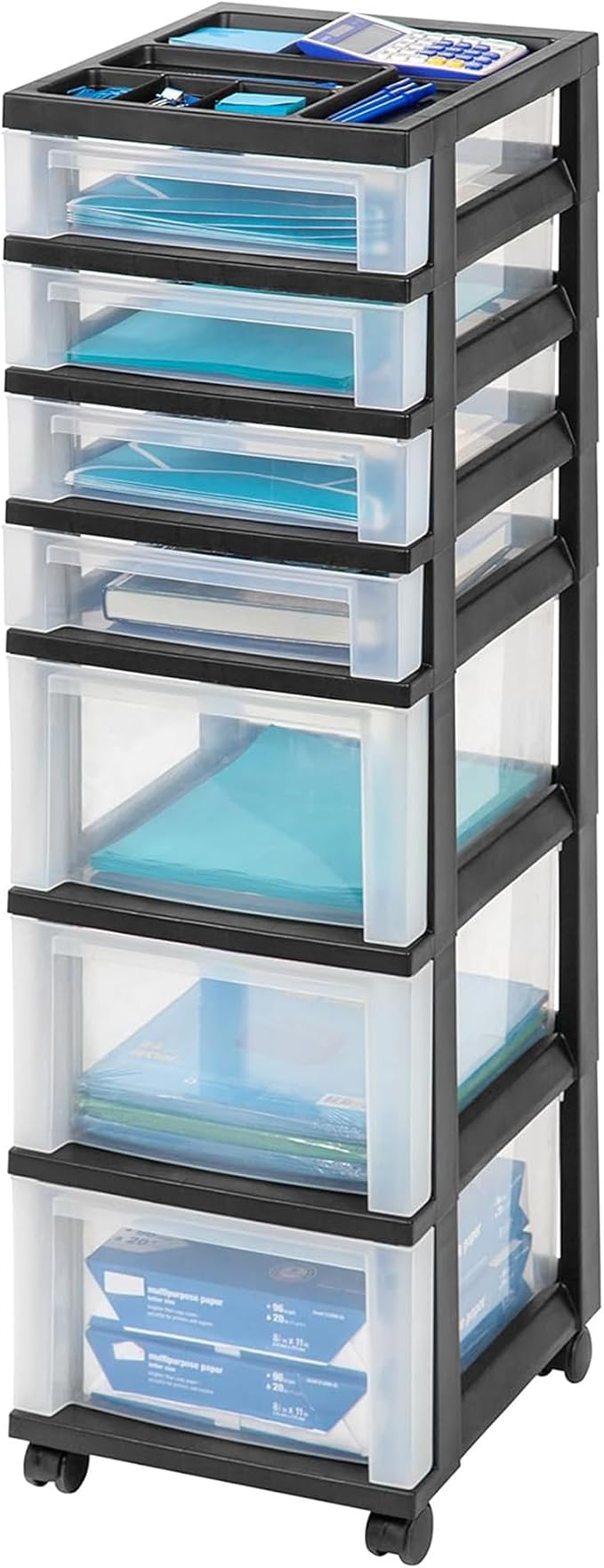 IRIS USA Plastic Drawer Storage Organizer Rolling Cart, - Image 4