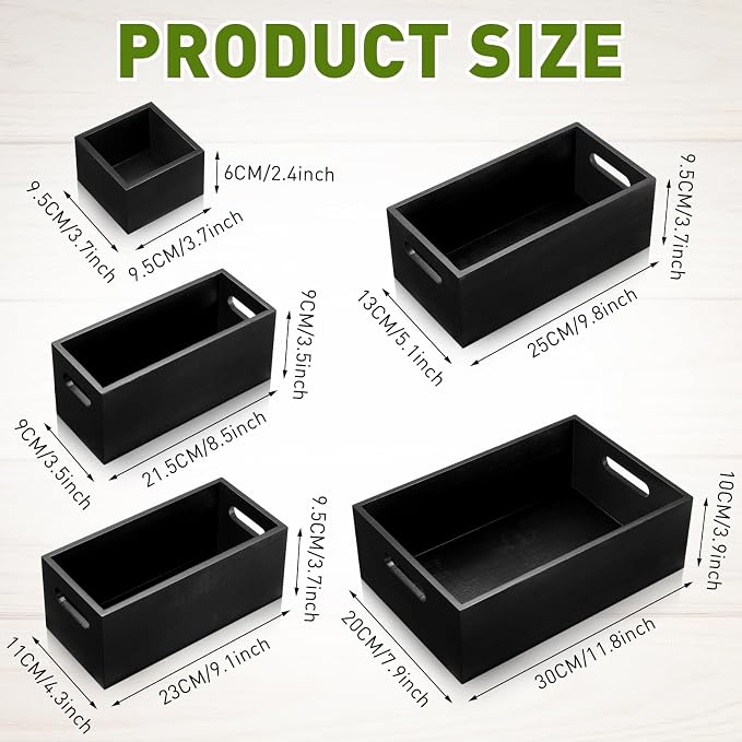Set of 6 Wood Storage Boxes - Image 2
